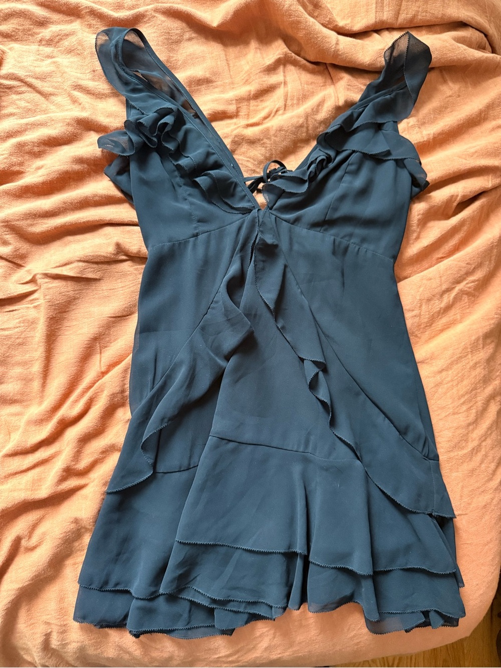 Flirty black ruffled mini dress